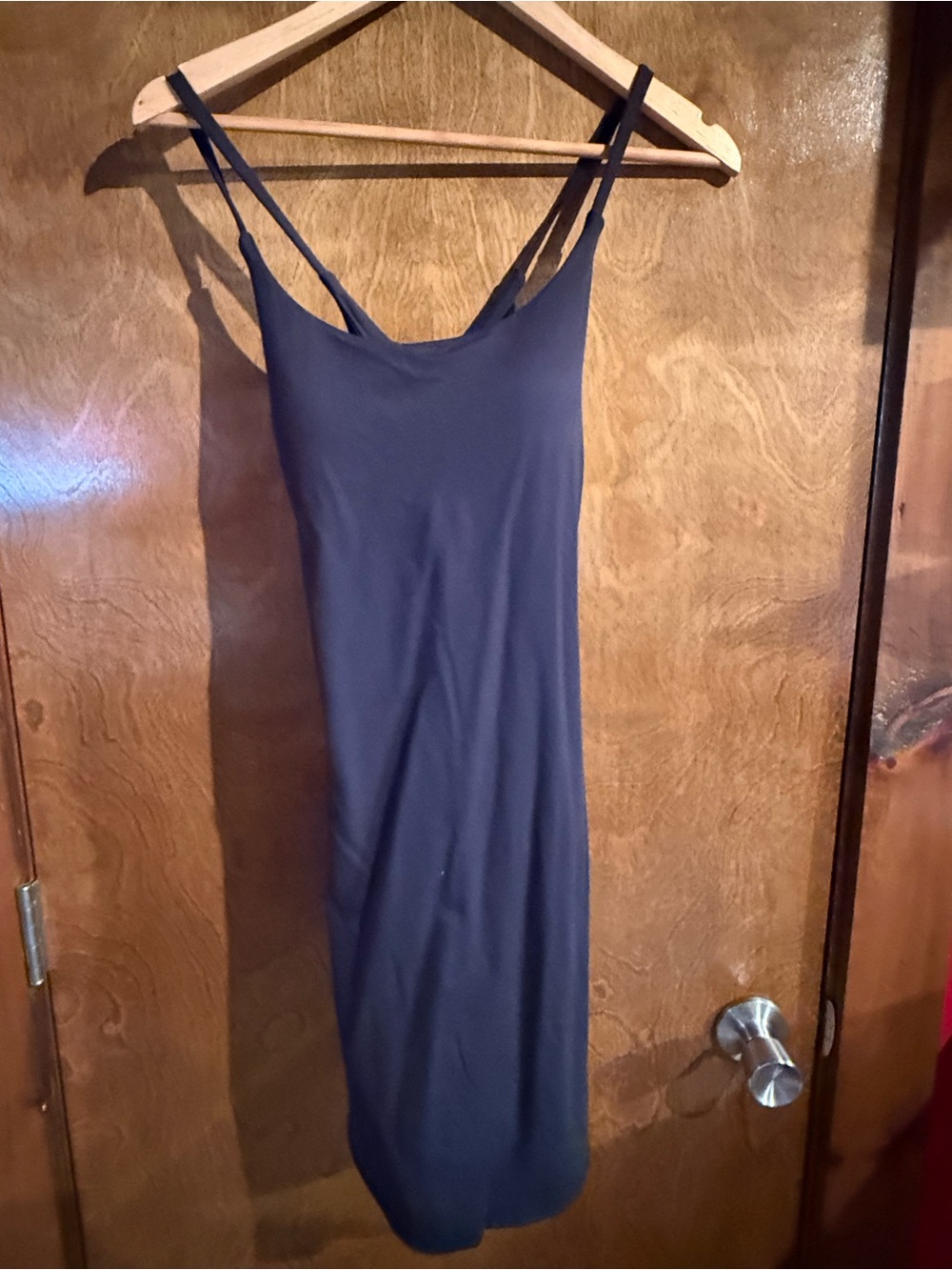 HALARA Navy Double-Strap Midi Slip Dress